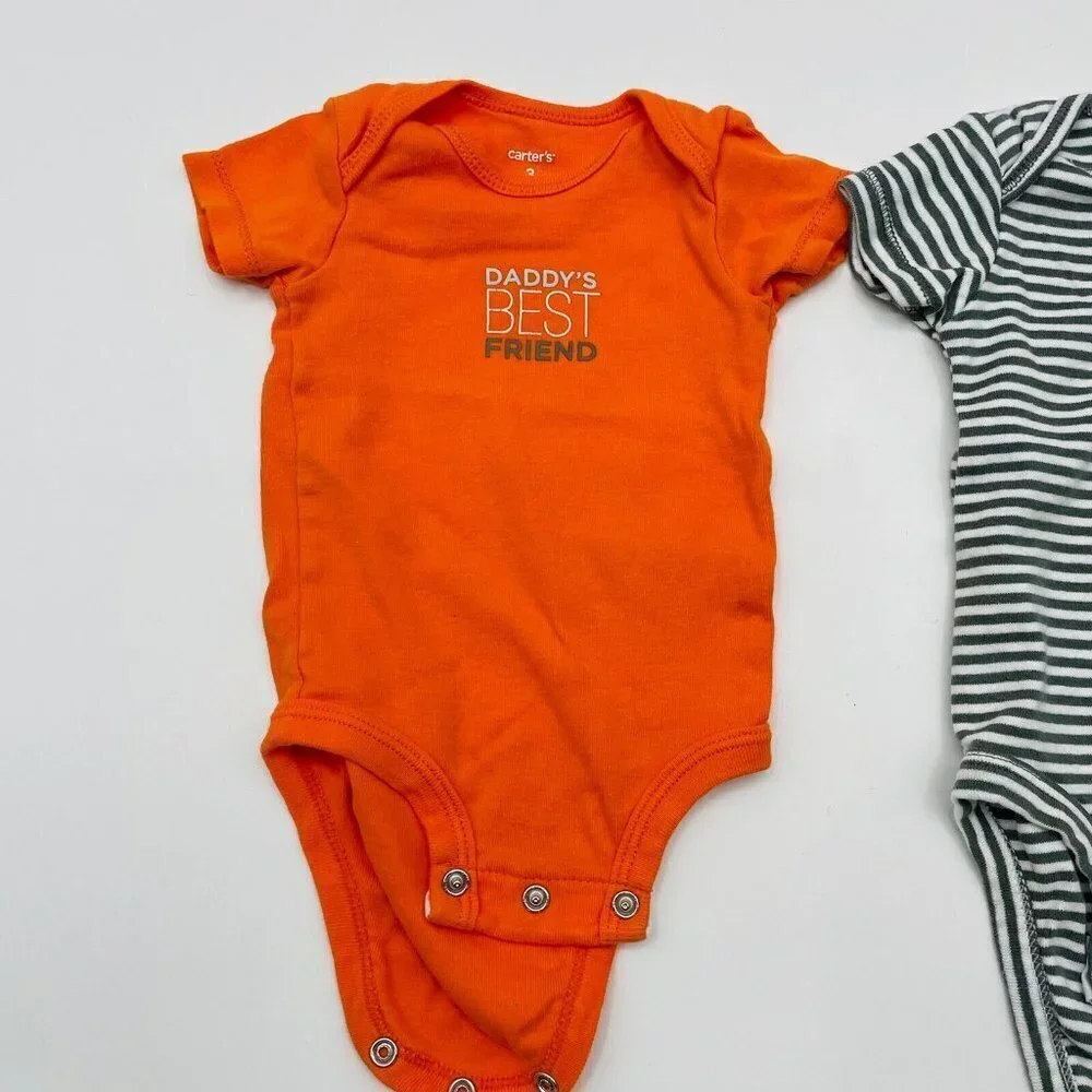 Carters Baby Infant Boys Size 3 Months 2 Piece Short Sleeve‎ Bodysuit Lot 1595
